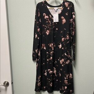 LulaRoe Emily Women's Black and Pink Dress